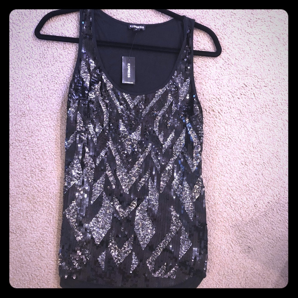Sequined black tank